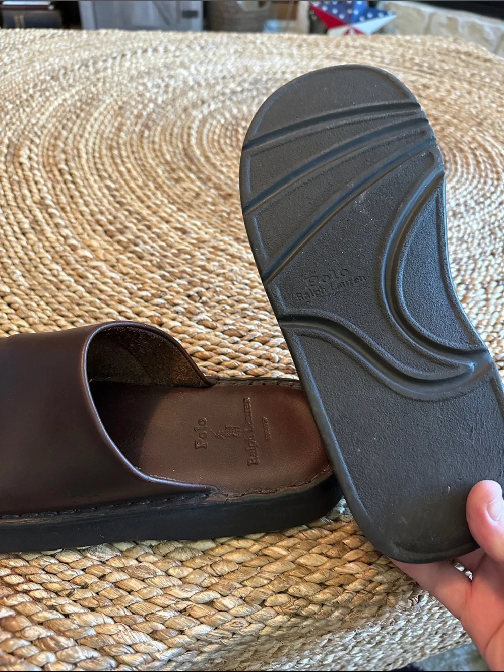 Men's size 9 Slip-On Leather Mule in Dark Brown Leather